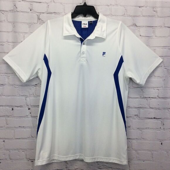 Fila Golf Polo Men’s Size L White Blue Athleisure Sport Performance Casual Beach - Picture 6 of 11